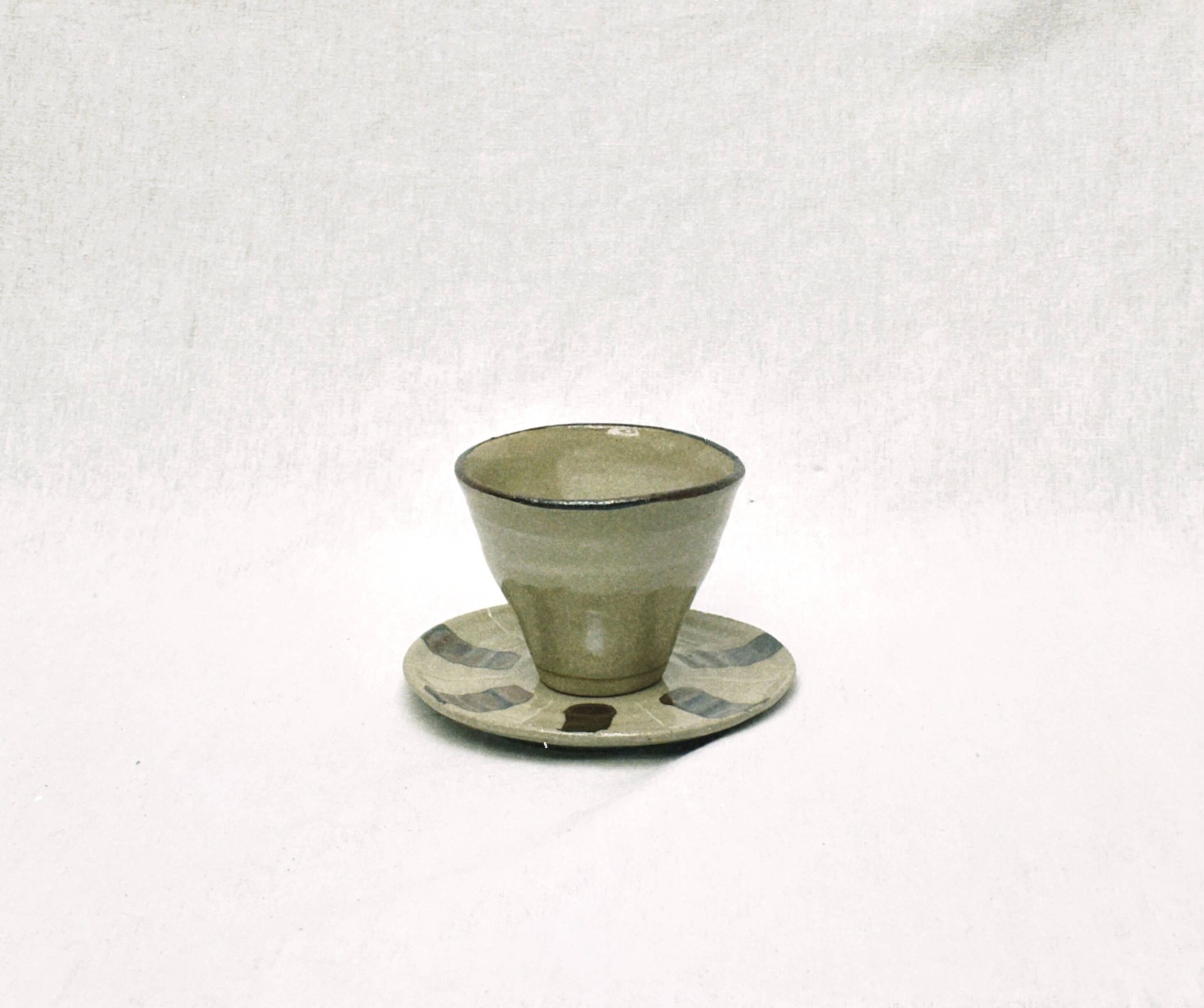 Stoneware cup and saucer