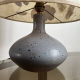 Ceramic lamp signed jm dehoux lampshade in feathers and dried flowers