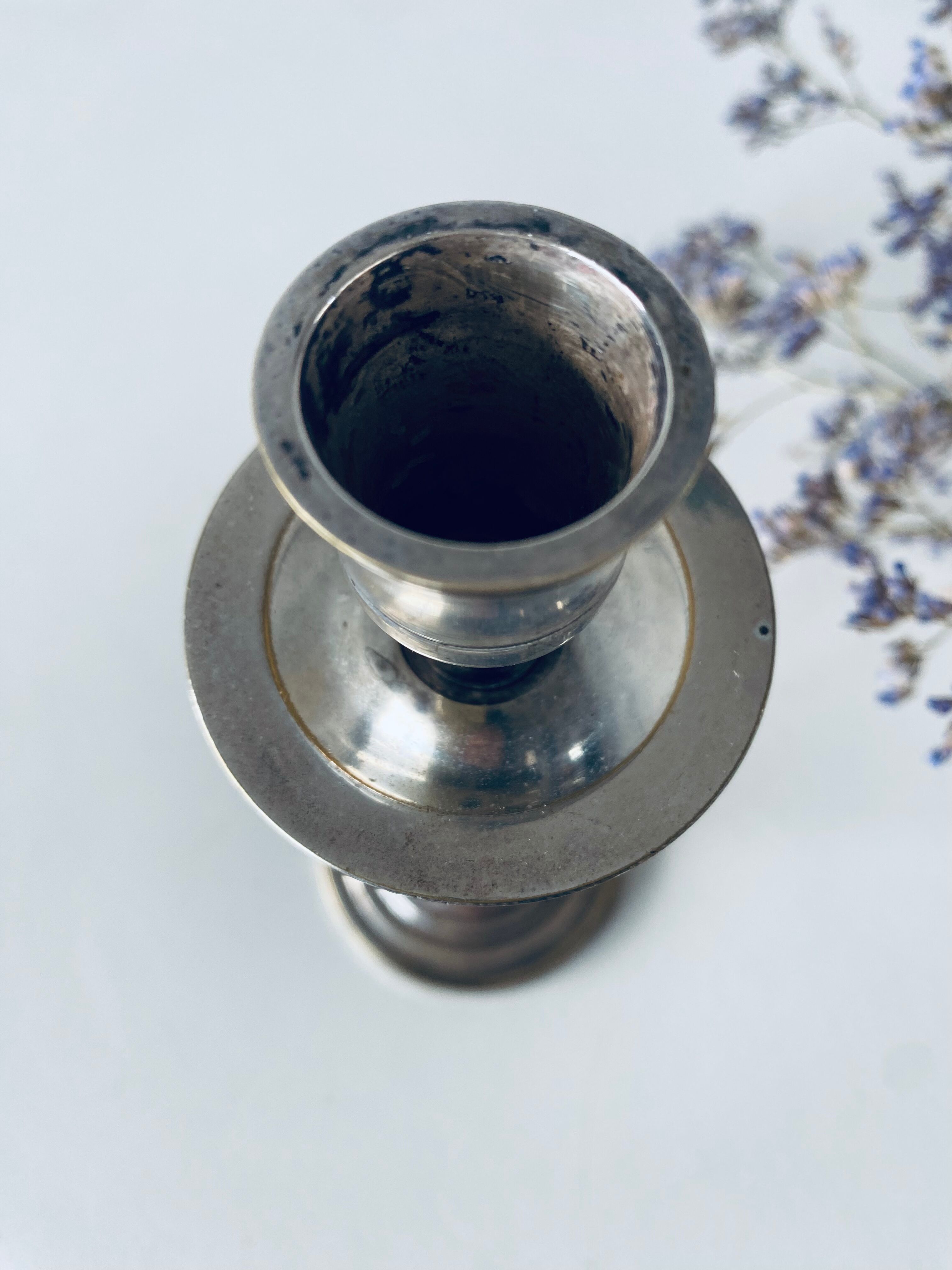 Twisted silver candle holder