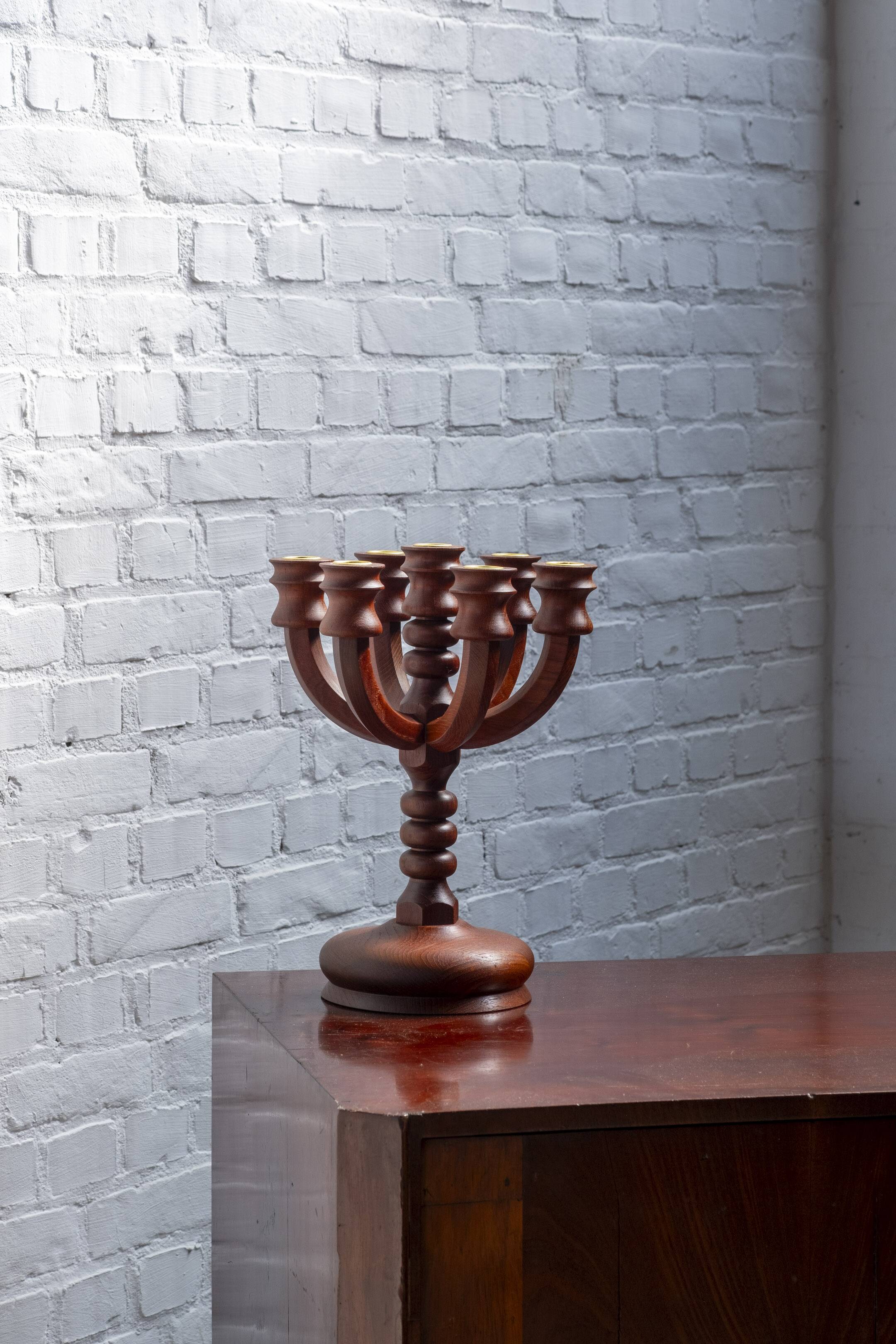 Midcentury Teak Candleholder for 7 candles, 1960s Denmark