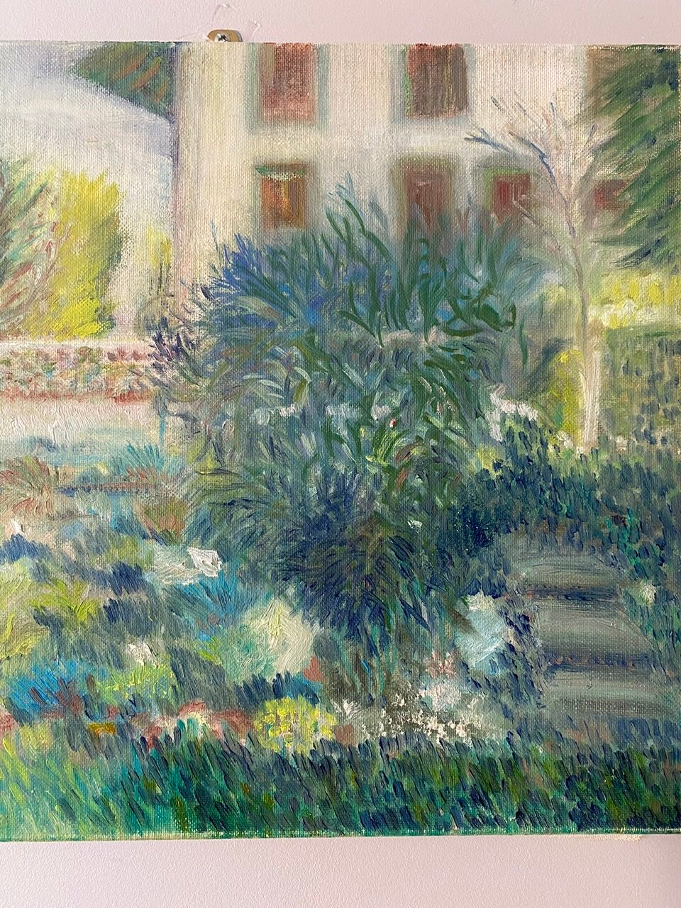 Old painting, landscape, summer garden, 70s/80s