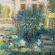 Old painting, landscape, summer garden, 70s/80s