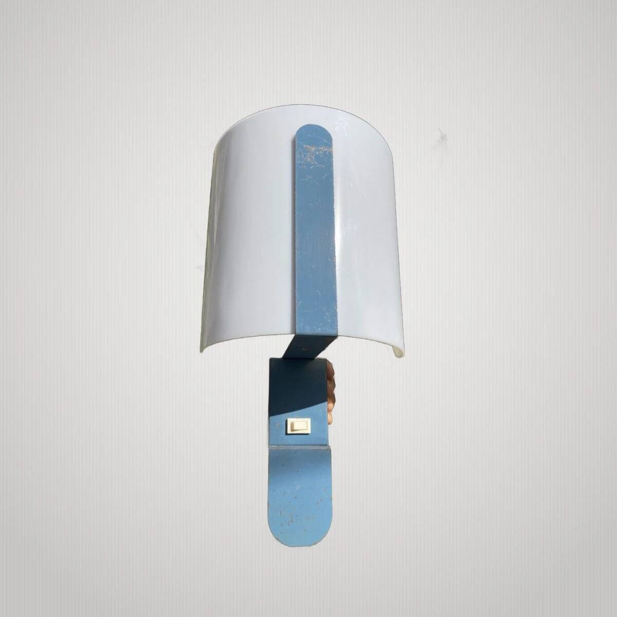 Arlus paire d'appliques métal perspex blanc vintage wall light 1960