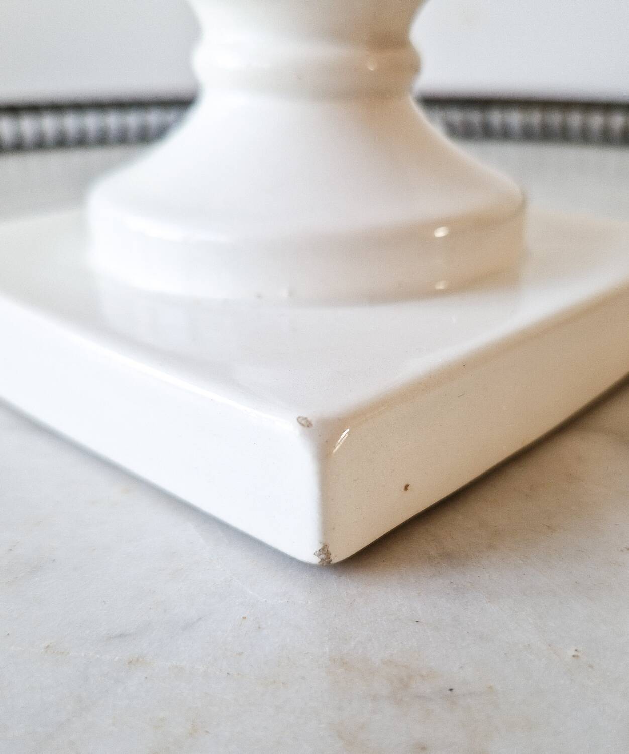 Large vintage white earthenware Medici vase