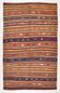 5x8 Wool Kilim Rug, Handwoven Blue & Red Wool Kilim Rug, 143x230Cm