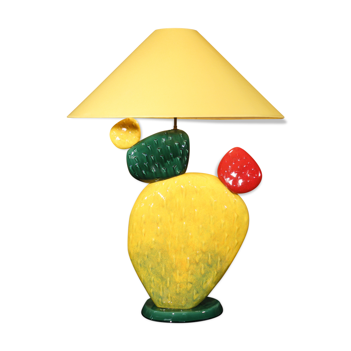 Ceramic cactus lamp by François Chatain, France 1990s