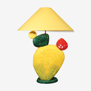 Lampe cactus en céramique par François Chatain France 1990s