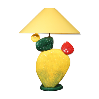 Ceramic cactus lamp by François Chatain, France 1990s
