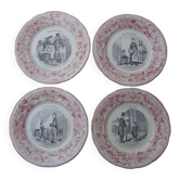 4 lm & cie creil and monteras “les enfants terribles” plates