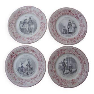 4 lm & cie creil and monteras “les enfants terribles” plates