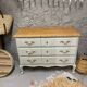 Louis XV chest of drawers in white and raw wood