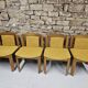 4 chaises en tissu et bois, 1970
