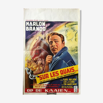 Affiche cinéma "Sur les Quais" Marlon Brando 36x54cm 1954