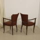 Pair of vintage bridge armchairs year 60 in imitation rust leather.