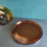 Plat à fromage vintage en verre ambré français
