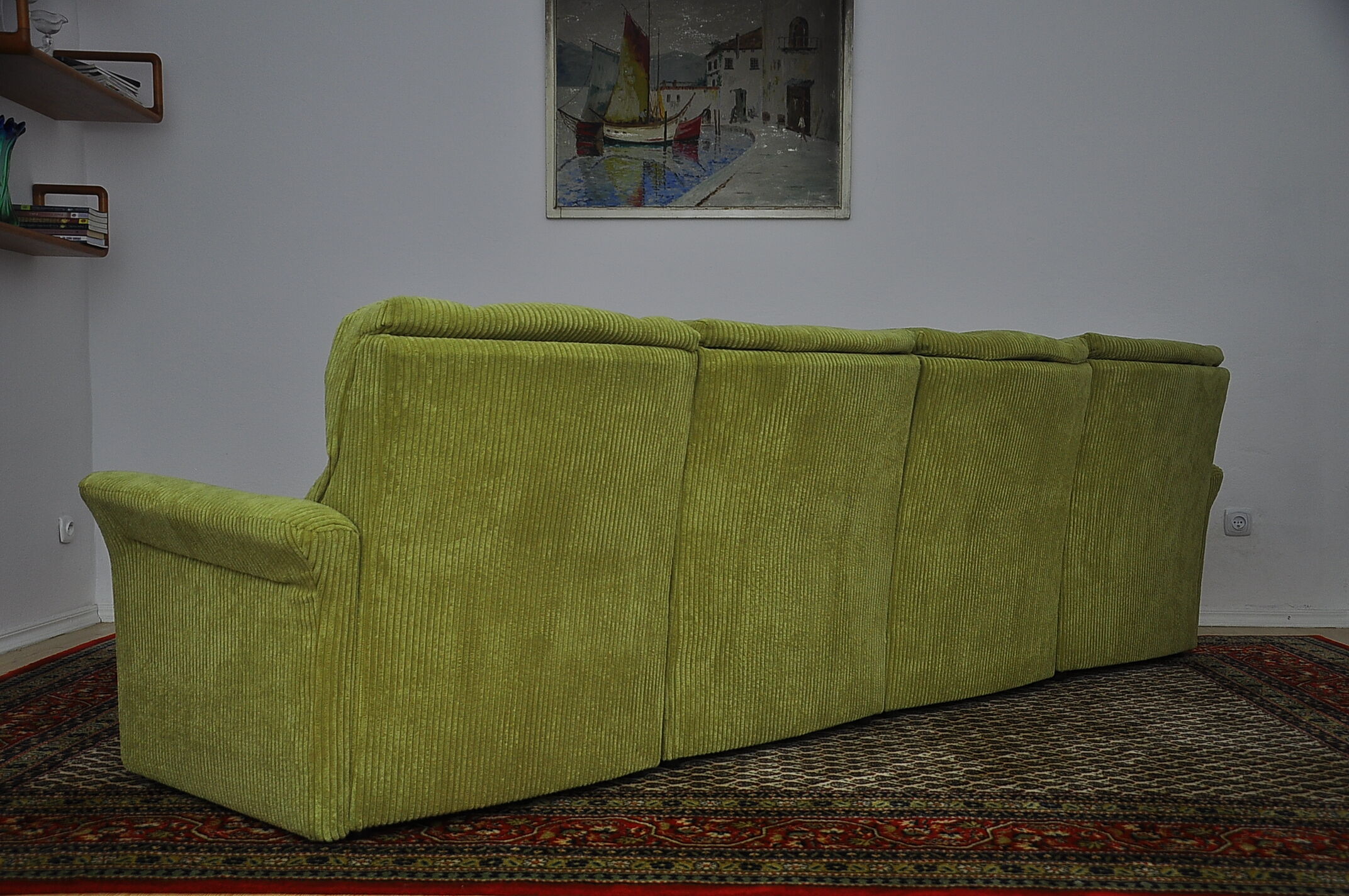 Green corduroy modular sofa, 1970s