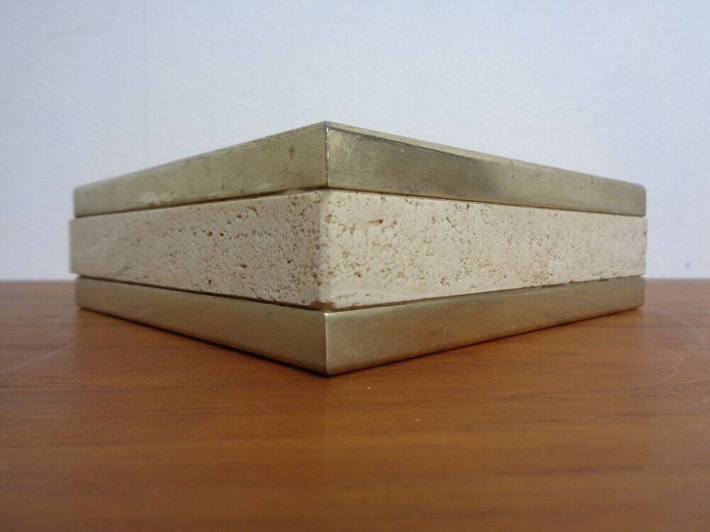 Travertine & Brass Ashtray by Fratelli Mannelli, Italy, 1970s