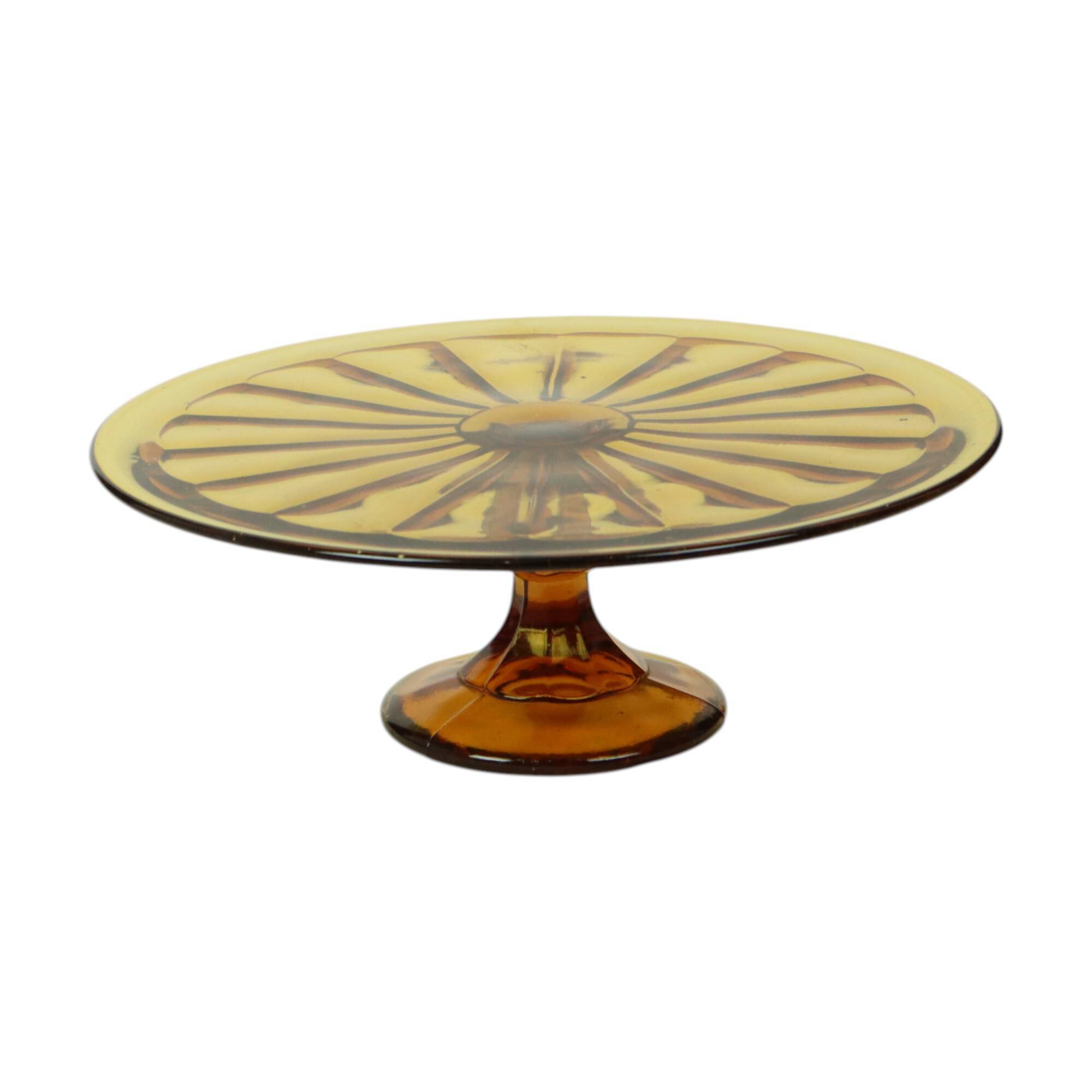 Amber Art Deco Cake Stand Pastry Dish Scailmont