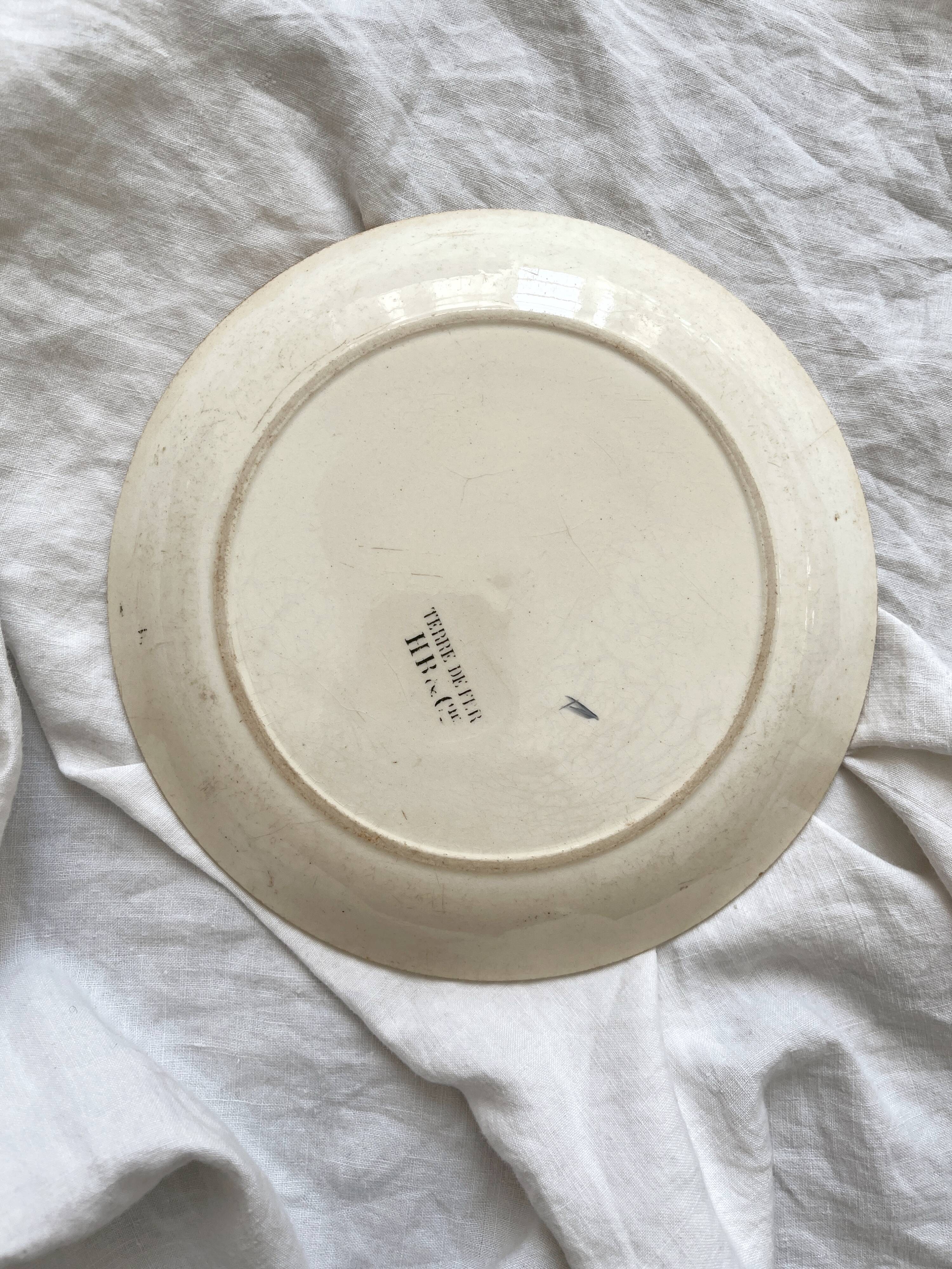 2 iron earth dessert plates HB Choisy le Roi card game theme