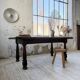 19th-century castle table, carved solid oak, 190cm.