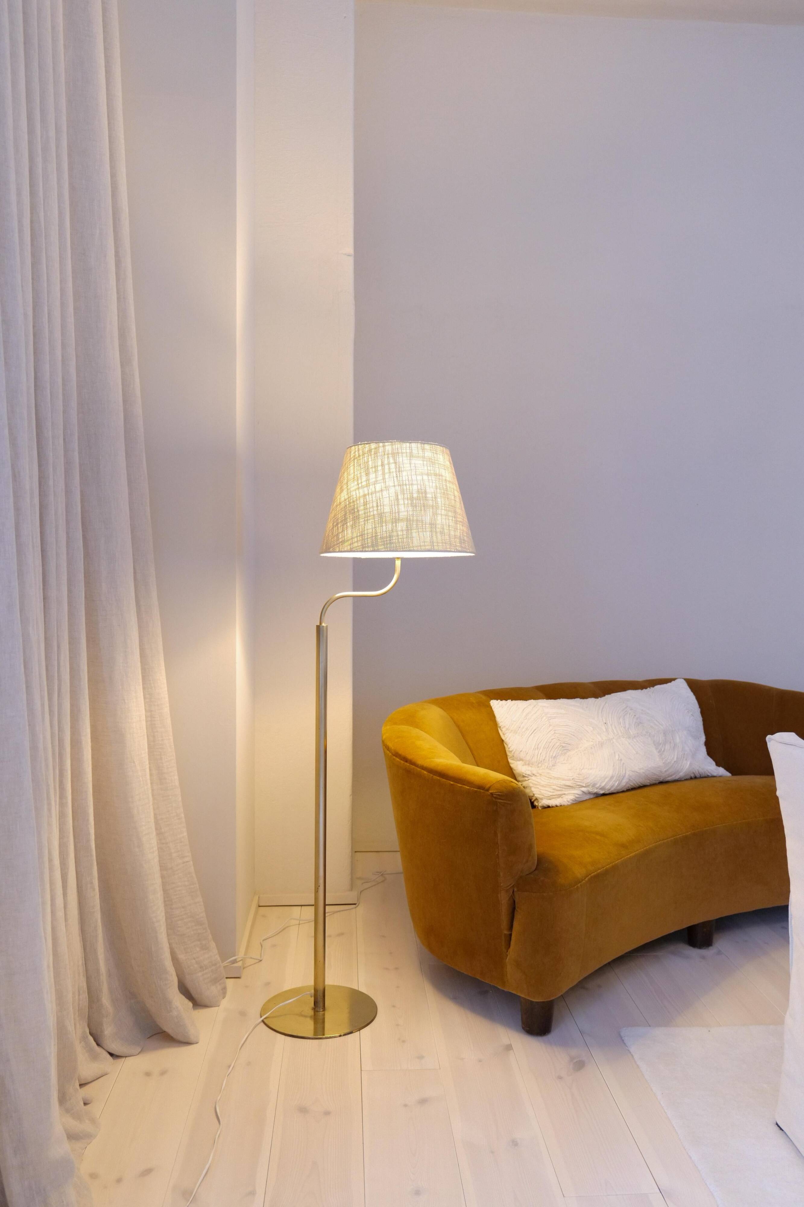 Sculptural modern brass floor lamps from the mid-century Luxus, Sweden, 1970s.