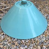 Industrial pendant light in emerald green enamelled sheet metal