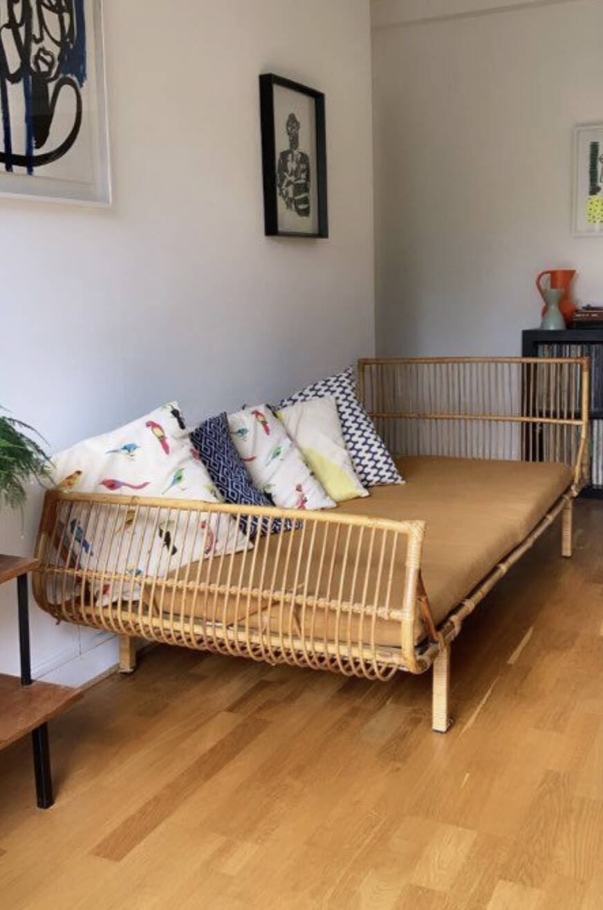 Vintage rattan daybed