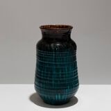 Vase en faïence à coulures, accolay, 1950s