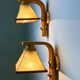 Pair of Italian "Cocoon" wall lights, resin and pine wood, circa 1970s