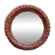 Vintage round woven rattan wall mirror