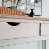 Antique counter, wooden work table.