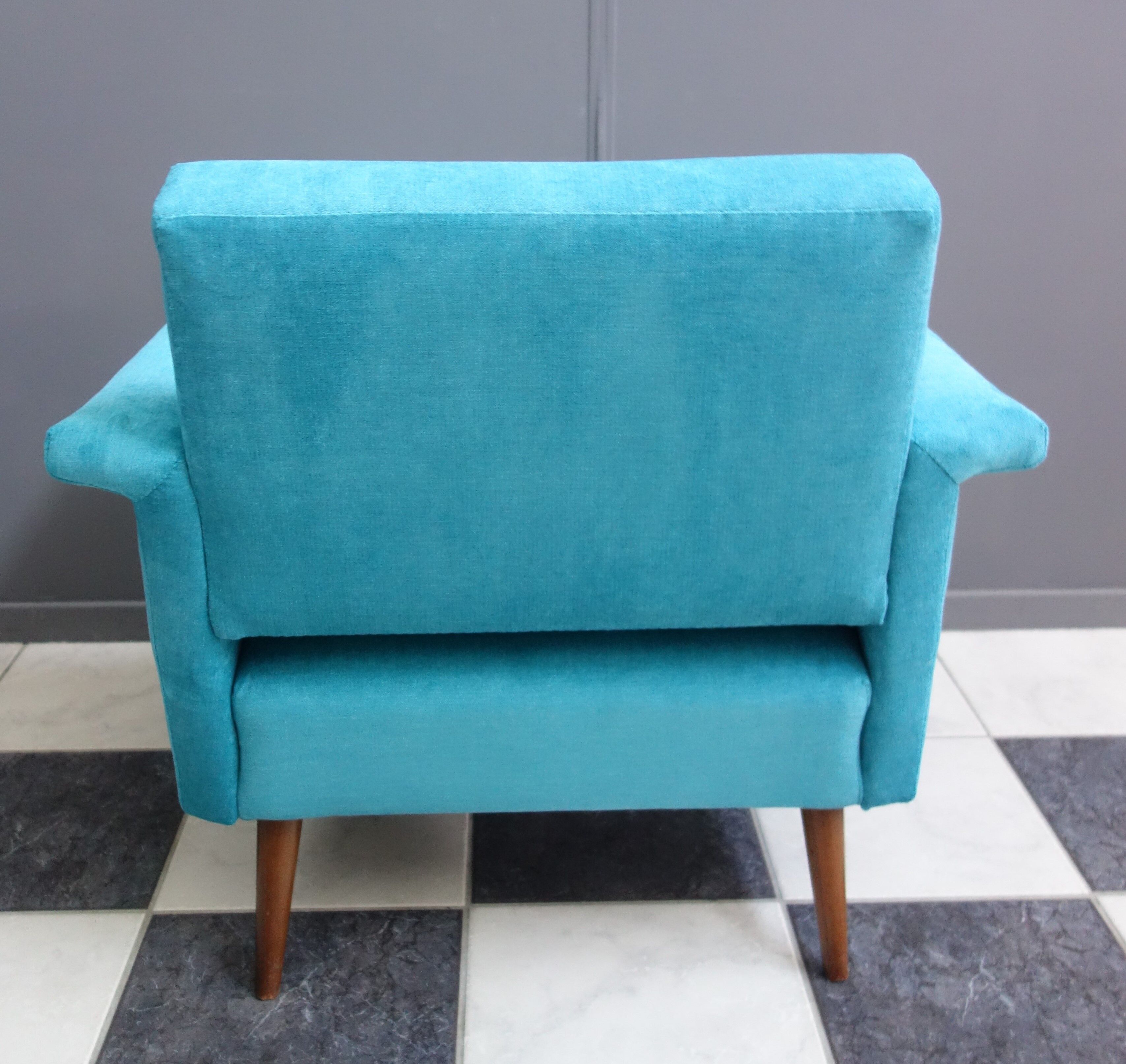 Blue velvet armchair 1960s