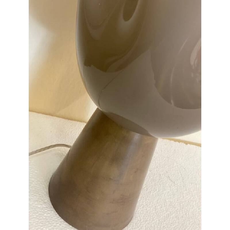 Contemporary Milky-Beige Murano Style Glass Table Lamp