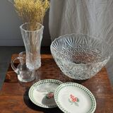 Large glass salad bowl with diamond points D30