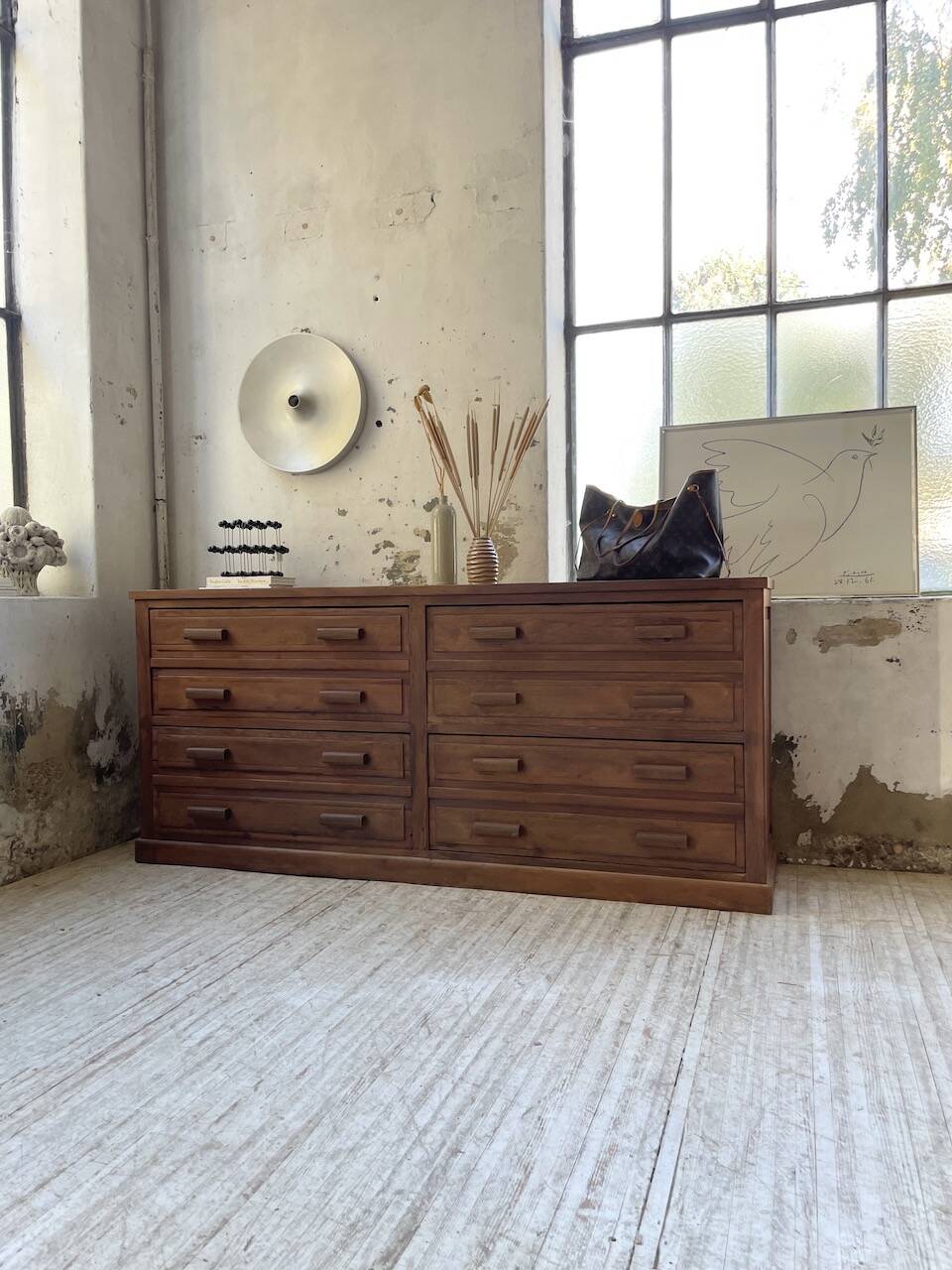 50s pitch pine haberdashery cabinet