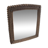 Vintage wicker rattan wall mirror
