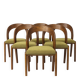 Set of 6 Mid Century Dining Chairs, Baumann Gondola Chairs 1970s, Oak Wood