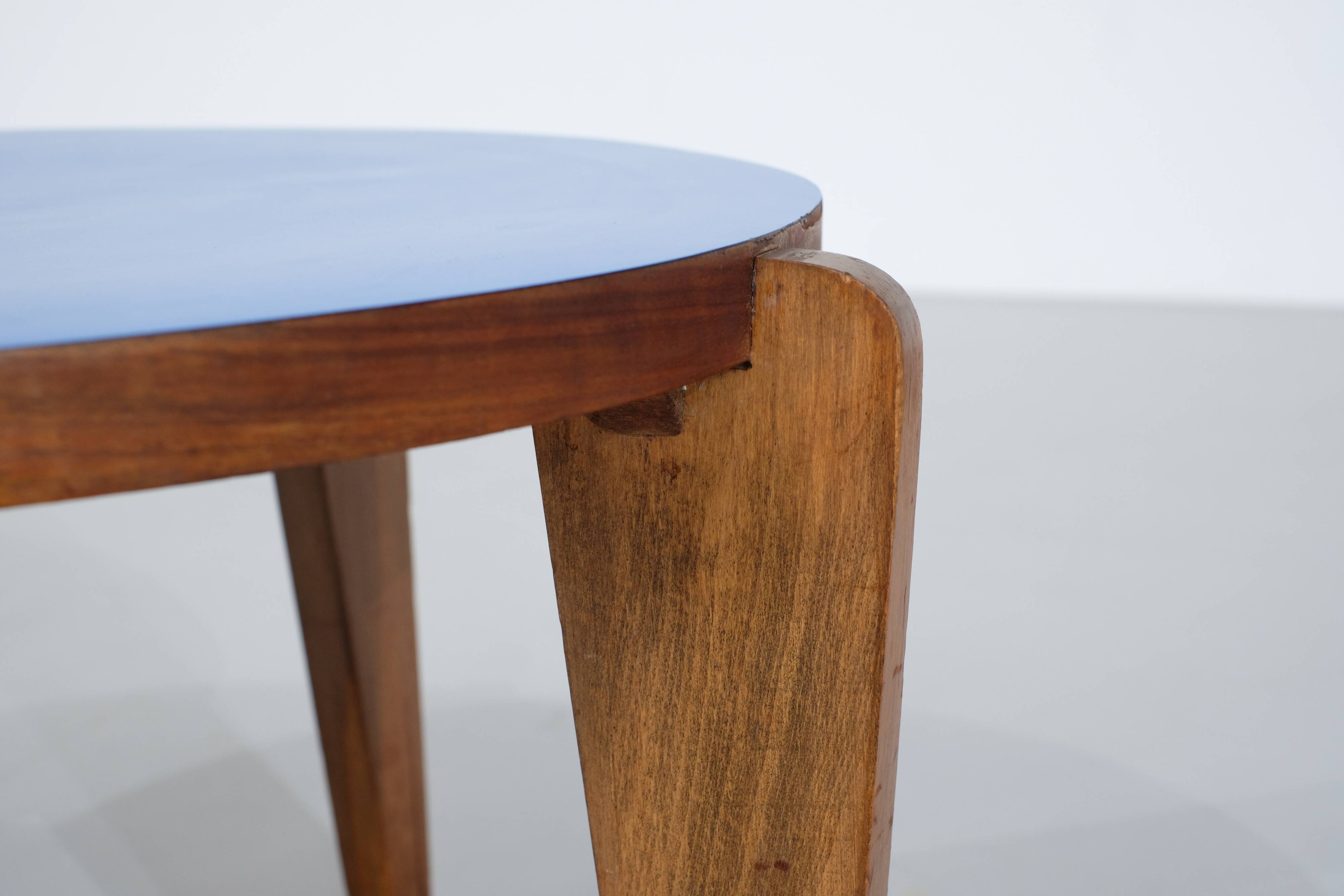 Blue lacquered wooden coffee table - 1950s