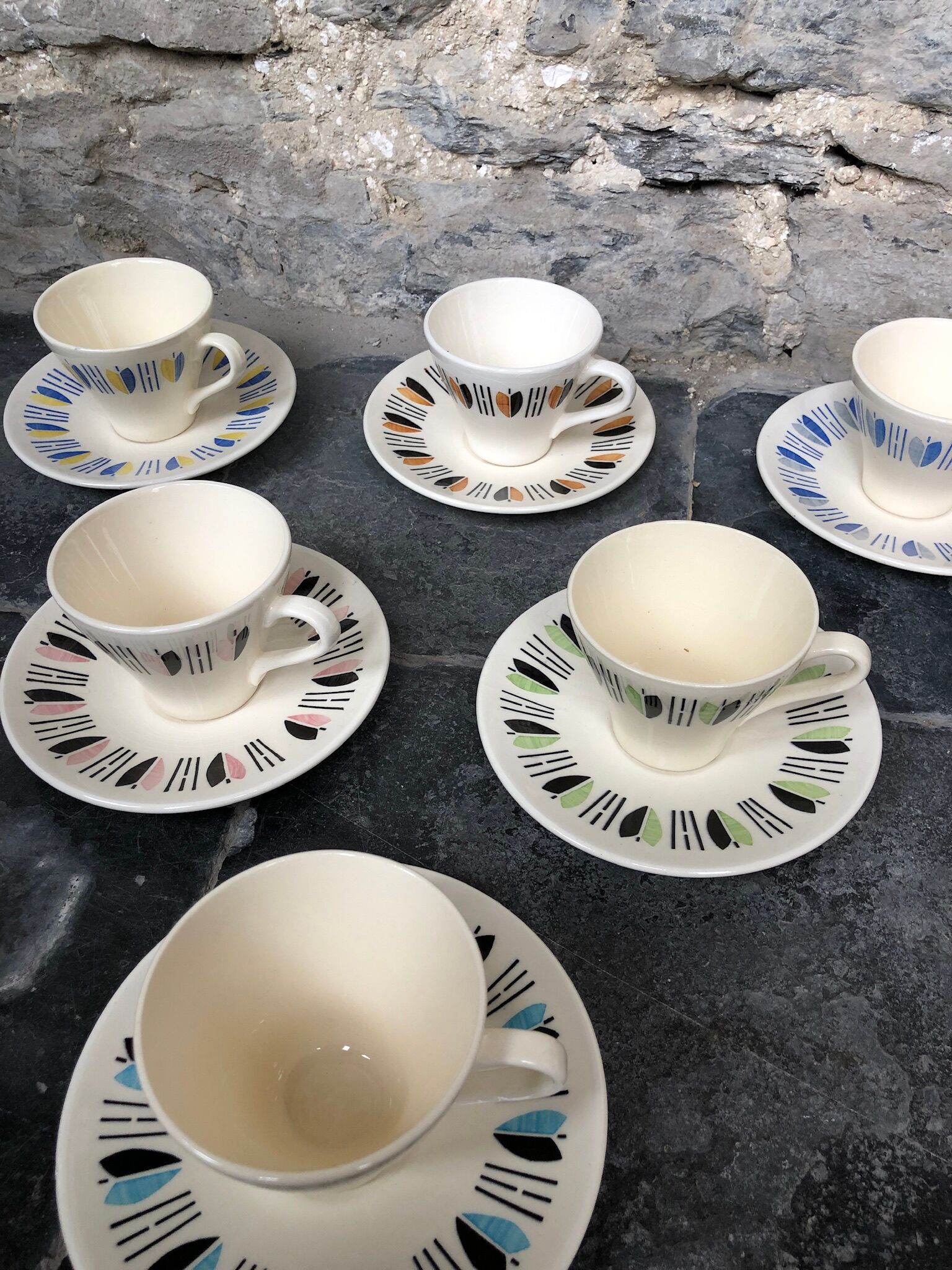 6 cups and saucers, late 60s