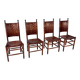 Set of 4 Pine and Leather Dining Chairs, 1970s