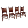 Set of 4 Pine and Leather Dining Chairs, 1970s