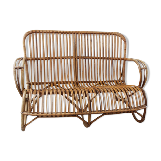 60's vintage rattan sofa