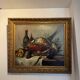 Still life with bottle and game, signed, 20th century