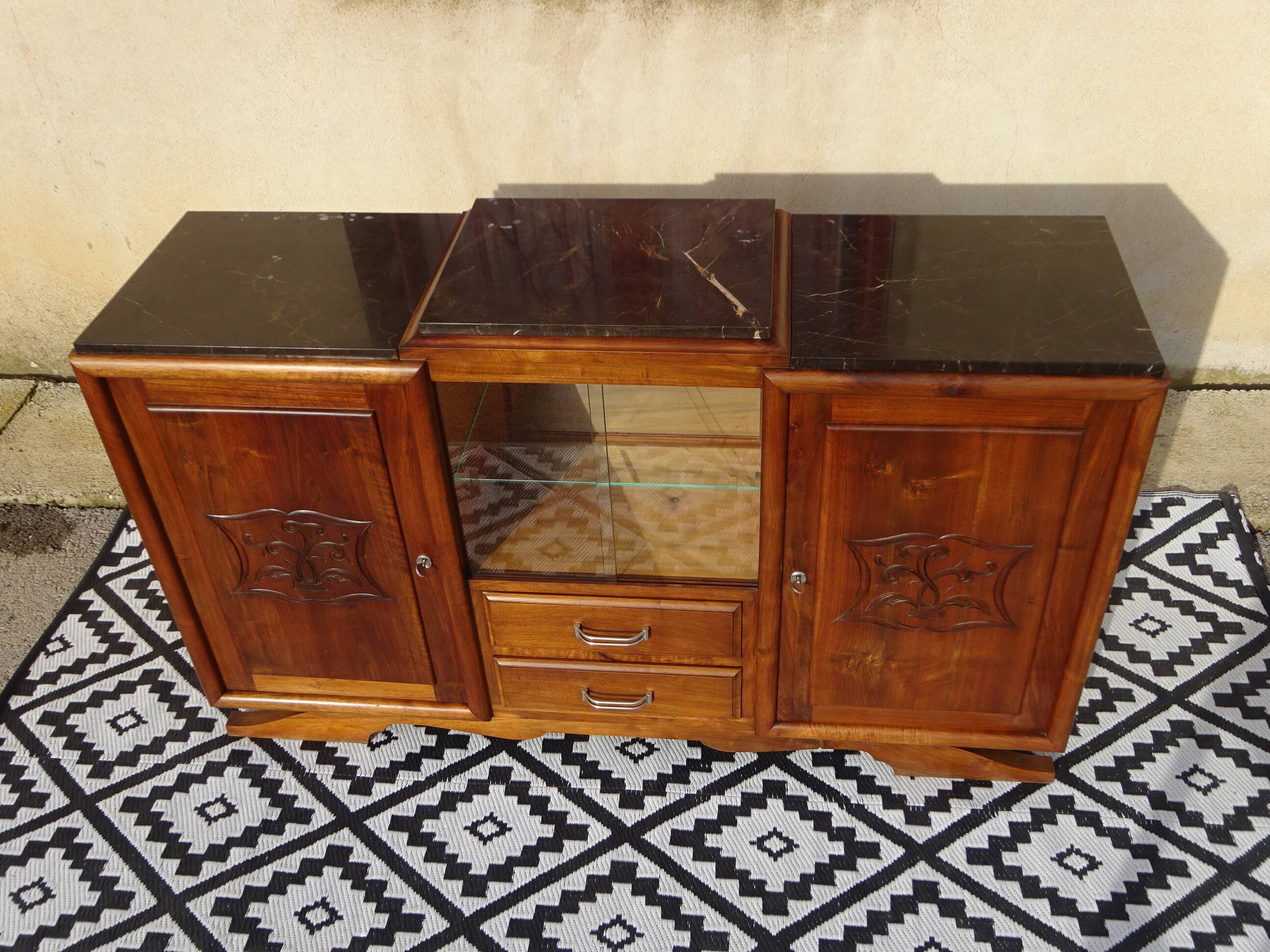 Walnut sideboard with moustache legs