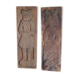 Pair of antique biscuit moulds