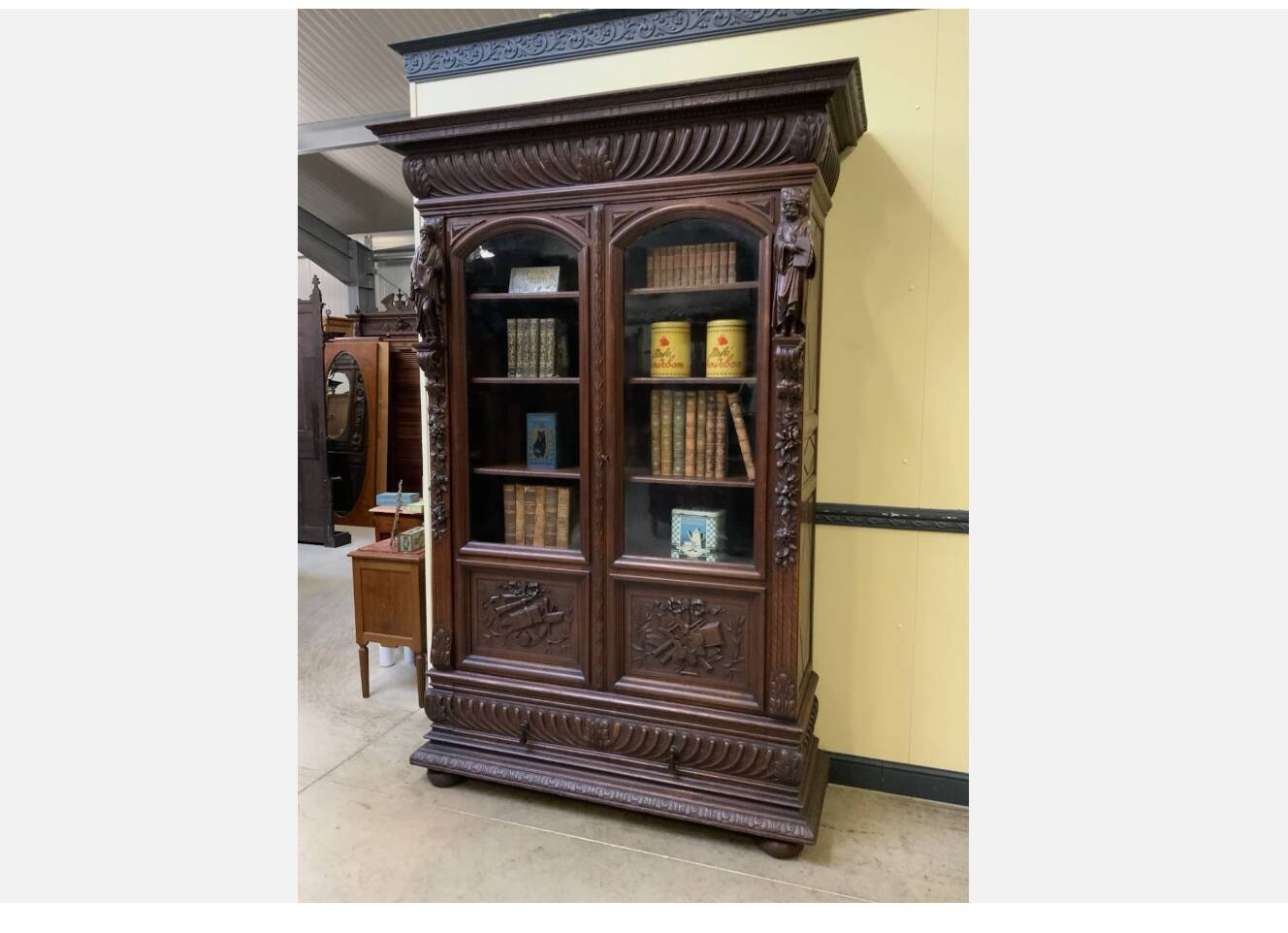 Imposing antique Neo-Renaissance bookcase