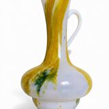 Cristallerie de Clichy White Opaline Pitcher Vase, Handmade in France