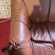 Percival lafer mp-211 sofa set with two armchairs and an ottoman in leather.