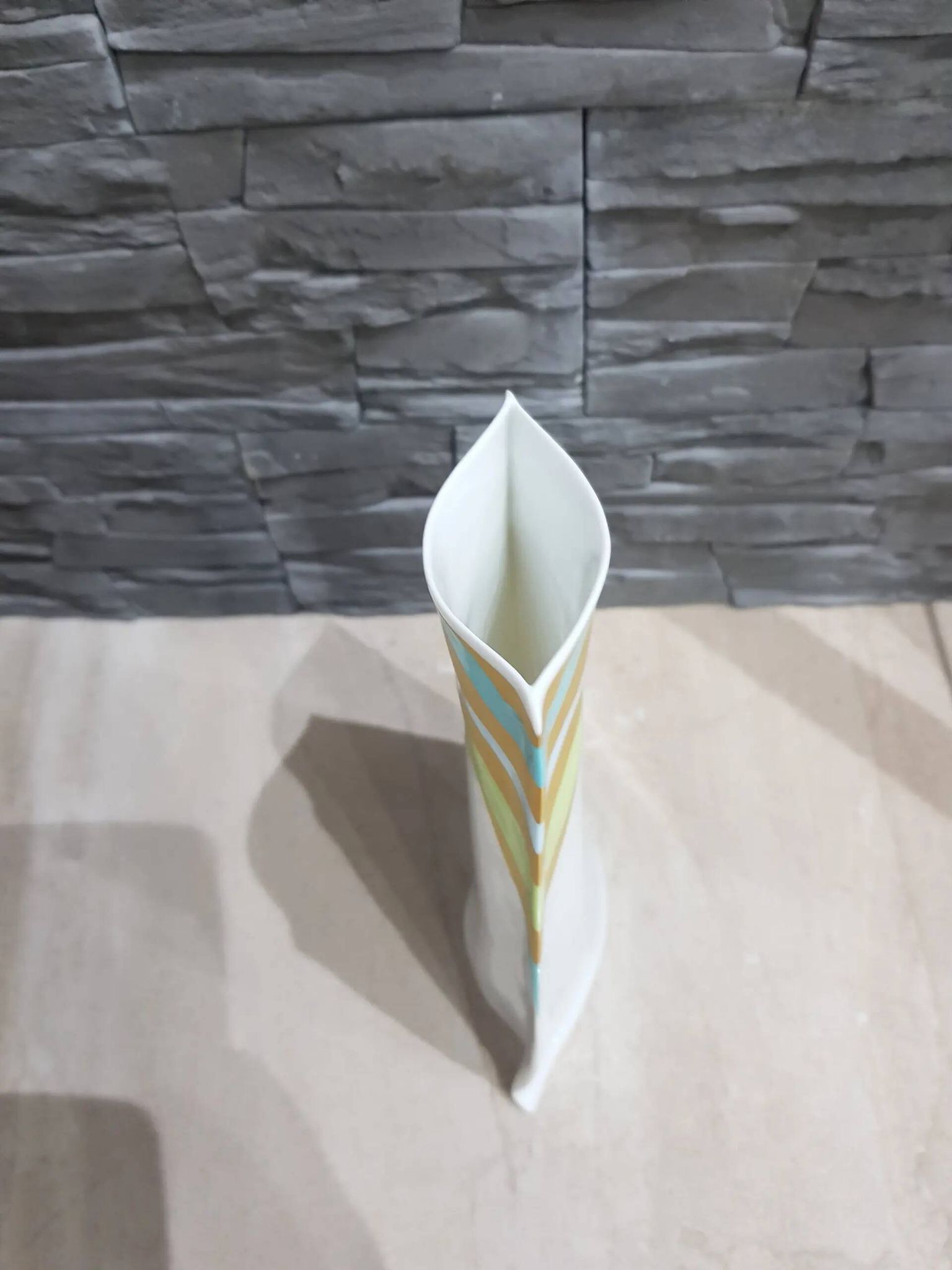 Vase parchment, white porcelain decorated, designed by J. van Loon, Rosenthal, Germany, 1980s.