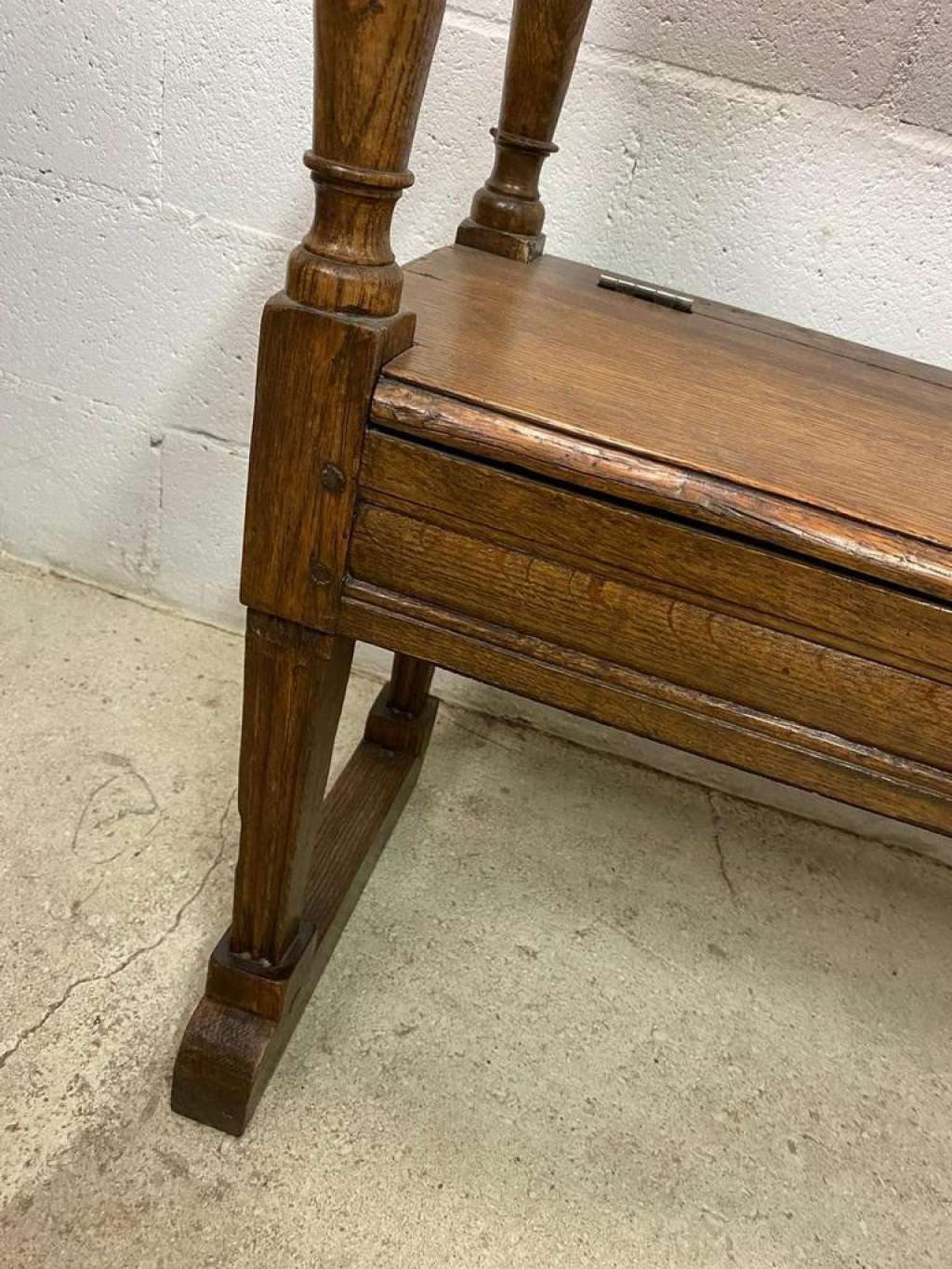 Antique wooden bench with pinned construction